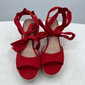 ZBY red espadrilles ladies size 10.